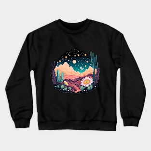 Beautiful Desert and Cactus Moon and Stars Crewneck Sweatshirt
